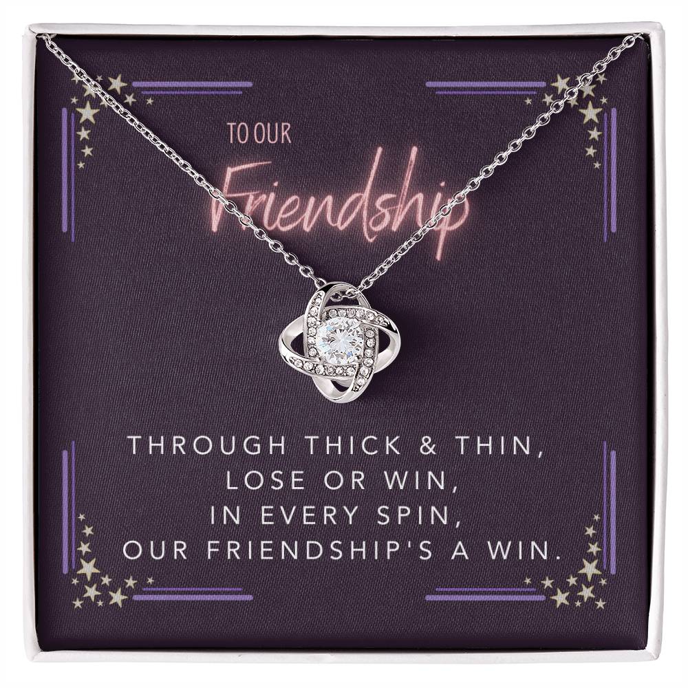 DesignTheShine Friendship Gifts for Women, Best Friend Birthday Gifts, Christmas Gift for Women, Appreciation Gifts for Women - BFF Gift Ideas, Love Knot Necklace with Message Thoughtful Card - FG4