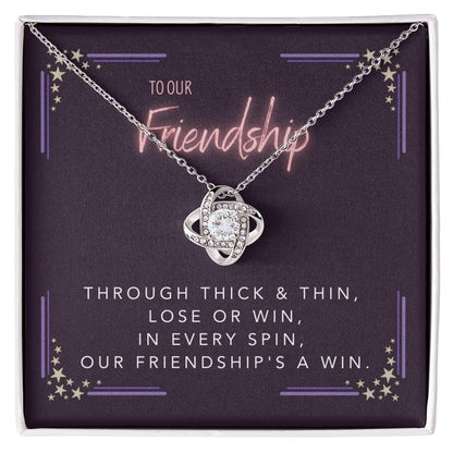 DesignTheShine Friendship Gifts for Women, Best Friend Birthday Gifts, Christmas Gift for Women, Appreciation Gifts for Women - BFF Gift Ideas, Love Knot Necklace with Message Thoughtful Card - FG4