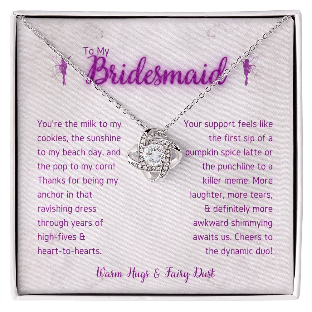 DesignTheShine Bridesmaid Necklace, Bridesmaid Gift, Thank You Gifts for Bridesmaids, Knot Necklace Bridesmaid Proposal Gift with Thoughtful Message Card and Gift Box, Bridesmaid Gift Box - BM4