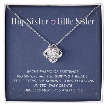 DesignTheShine Sisters Gift from Sister, Big Sister Gifts, To My Sister Necklace for Sister, Soul Sister, Sister In Law Gift, Love Knot Necklace Message USBSL4