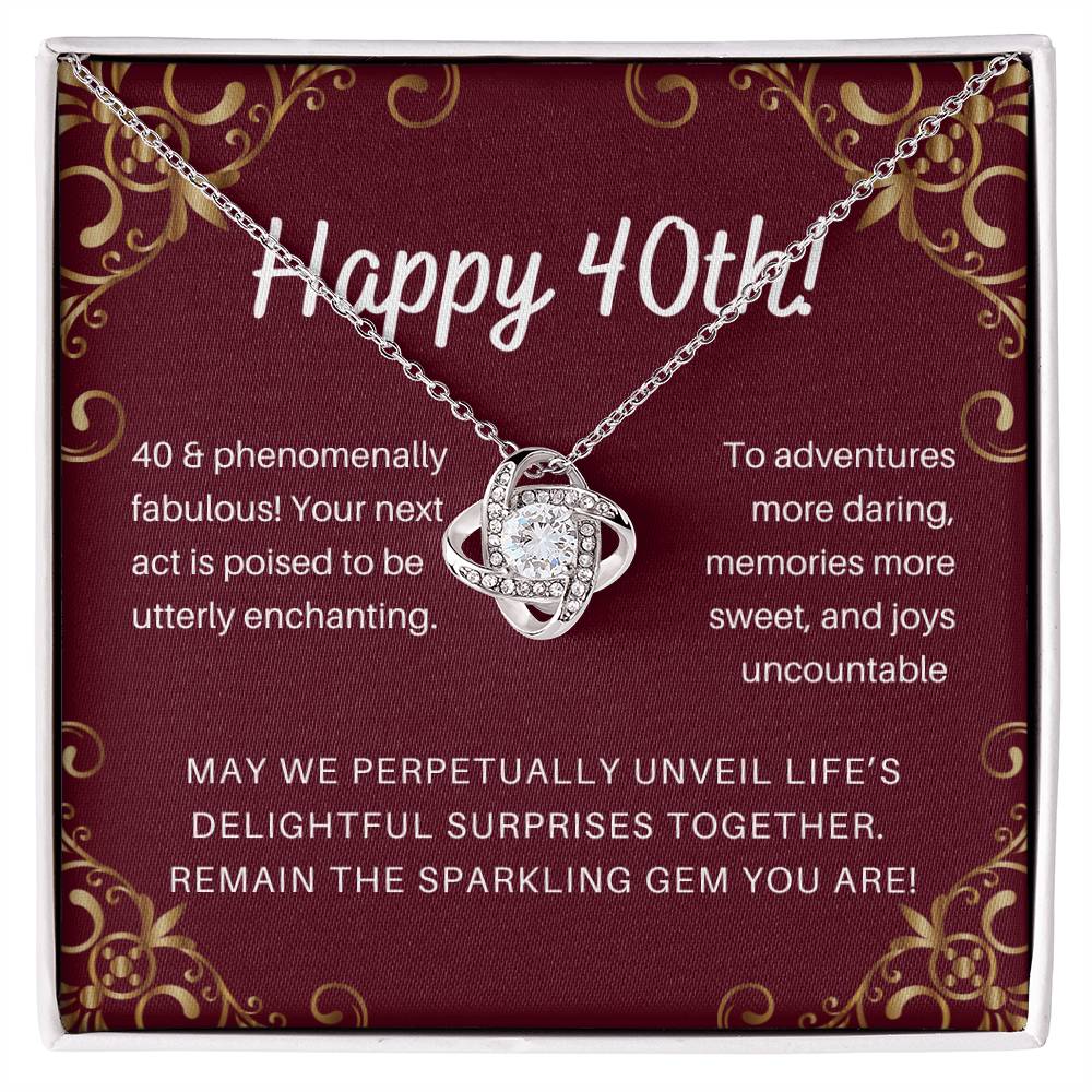 DesignTheShine 40th Birthday Gifts for Her, Necklace 40th Birthday Gift for Women, Love Knot Necklaces for Daughter, Girlfriend, Wife, Soumate, Finace with Thoughtful Message Card and Gift Box - 405