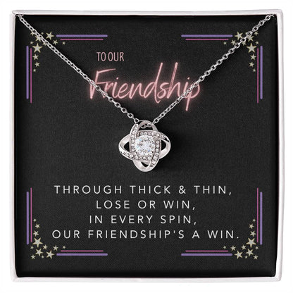 DesignTheShine Friendship Gifts for Women, Best Friend Birthday Gifts, Christmas Gift for Women, Appreciation Gifts for Women - BFF Gift Ideas, Love Knot Necklace with Message Thoughtful Card - FG5