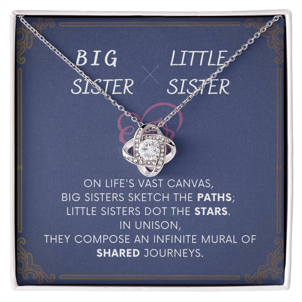 DesignTheShine Sisters Gift from Sister, Big Sister Gifts, To My Sister Necklace for Sister, Soul Sister, Sister In Law Gift, Love Knot Necklace Message USBSL3