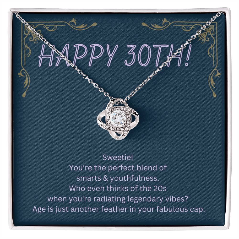 DesignTheShine 30th Birthday Gifts for Women, Necklace 30th Birthday Gift for Her, Love Knot Necklaces for Girlfriend, Wife, Soumate, Finace with Thoughtful Message Card and Gift Box - 30th4