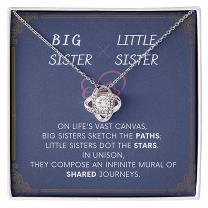 DesignTheShine Sisters Gift from Sister, Big Sister Gifts, To My Sister Necklace for Sister, Soul Sister, Sister In Law Gift, Love Knot Necklace with Thoughtful Message Card and Gift Box - BSL3