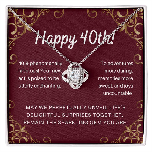 DesignTheShine 40th Birthday Gifts for Her, Necklace 40th Birthday Gift for Women, Love Knot Necklaces for Daughter, Girlfriend, Wife, Soulmate, Fiance - US405