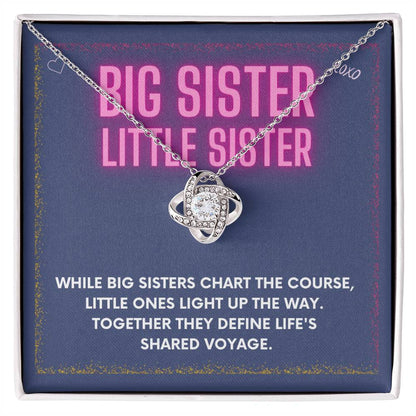 DesignTheShine Sisters Gift from Sister, Big Sister Gifts, To My Sister Necklace for Sister, Soul Sister, Sister In Law Gift, Love Knot Necklace Message USBSL5