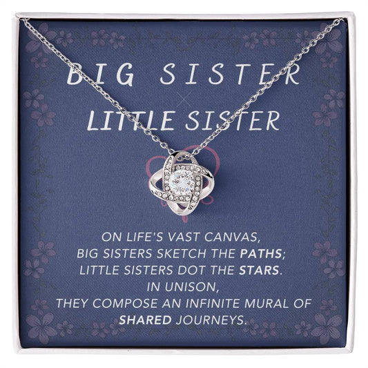 DesignTheShine Sisters Gift from Sister, Big Sister Gifts, To My Sister Necklace for Sister, Soul Sister, Sister In Law Gift, Love Knot Necklace Message USBSL2