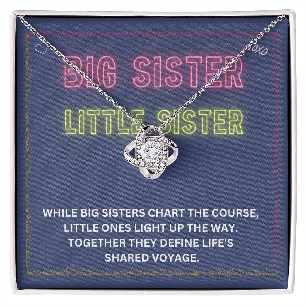 DesignTheShine Sisters Gift from Sister, Big Sister Gifts, To My Sister Necklace for Sister, Soul Sister, Sister In Law Gift, Love Knot Necklace with Thoughtful Message Card and Gift Box - BSL1