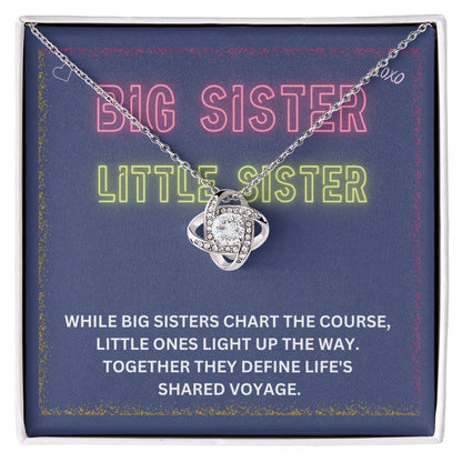 DesignTheShine Sisters Gift from Sister, Big Sister Gifts, To My Sister Necklace for Sister, Soul Sister, Sister In Law Gift, Love Knot Necklace with Thoughtful Message Card and Gift Box - BSL1