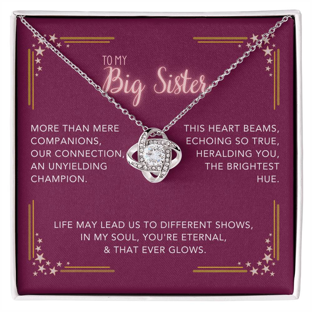 DesignTheShine Sisters Gift from Sister, Big Sister Gifts, To My Sister Necklace for Sister, Soul Sister, Sister In Law Gift, Love Knot Necklace, Message Card USBS5