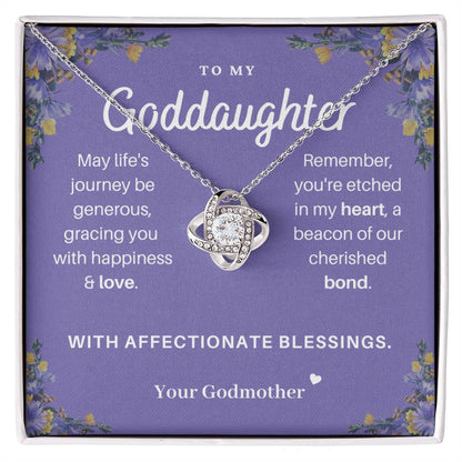 DesignTheShine Goddaughter Gifts from Godmother or Godfather, Necklace Goddaughter Gifts from Godmother, Godmother Gifts, Godparents Gifts, Love Knot Necklaces - DD5