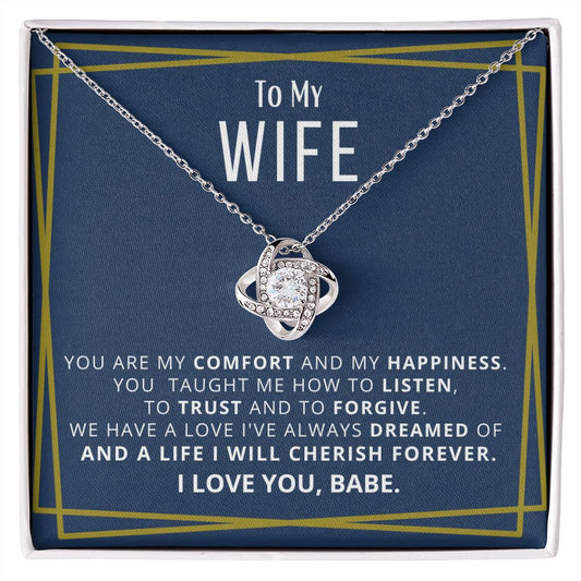 DesignTheShine Necklace for Soulmate - Love Knot Necklaces Gift with Thoughtful Message Card for Wife, Finance - Jewellery Gifts from Husband - Valentine's Day Birthday Valentines for Women - LK15