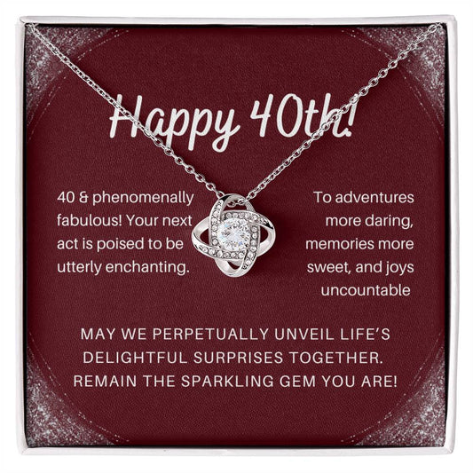 DesignTheShine 40th Birthday Gifts for Her, Necklace 40th Birthday Gift for Women, Love Knot Necklaces for Daughter, Girlfriend, Wife, Soumate, Finace with Thoughtful Message Card and Gift Box - 403