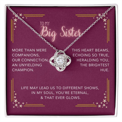 DesignTheShine Sisters Gift from Sister, Big Sister Gifts, To My Sister Necklace for Sister, Soul Sister, Sister In Law Gift, Love Knot Necklace with Thoughtful Message Card and Gift Box - BS5