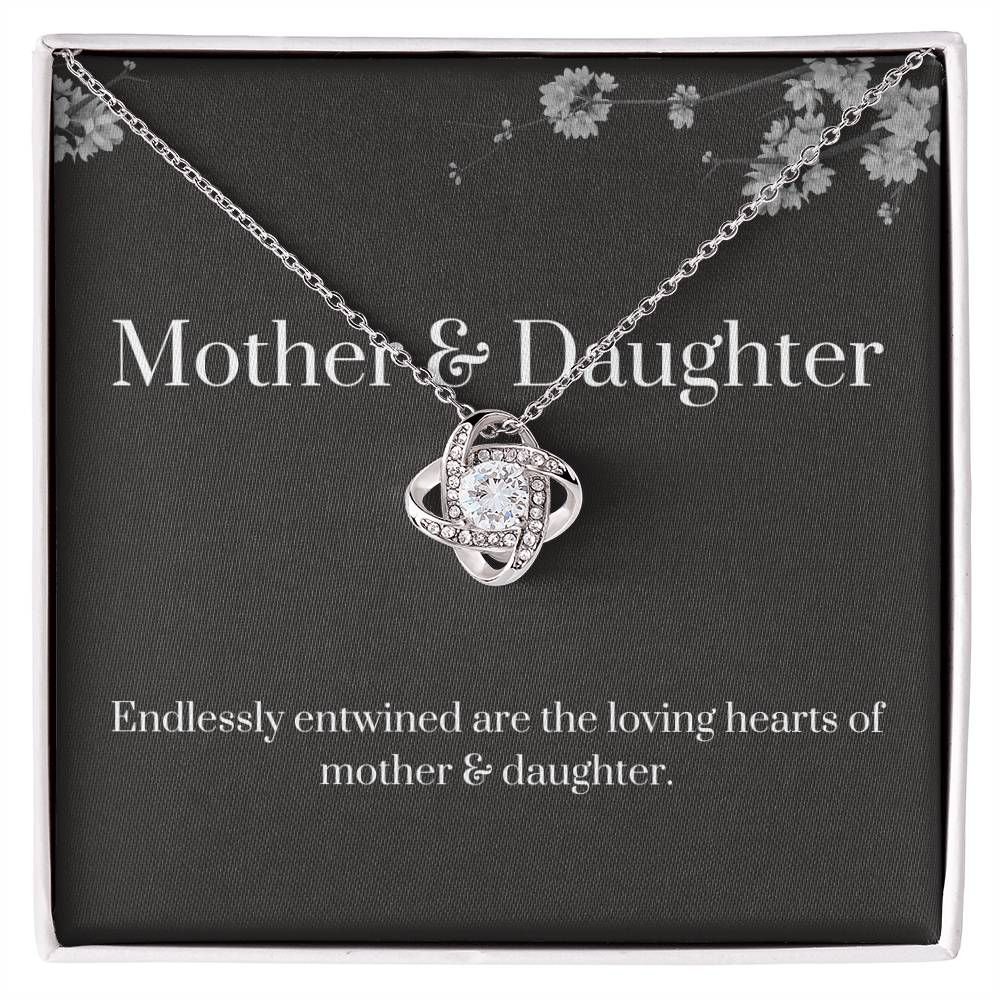 DesignTheShine Mother Daughter Gifts, Christmas Gifts for Mom, Daughter Gifts from Mom, Mom Birthday Gifts, Badass Daughter Gifts - Love Knot Necklace with Message Card, Mom Christmas Gifts - DM3