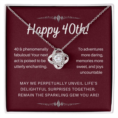 DesignTheShine 40th Birthday Gifts for Her, Necklace 40th Birthday Gift for Women, Love Knot Necklaces for Daughter, Girlfriend, Wife, Soumate, Finace with Thoughtful Message Card and Gift Box - 402