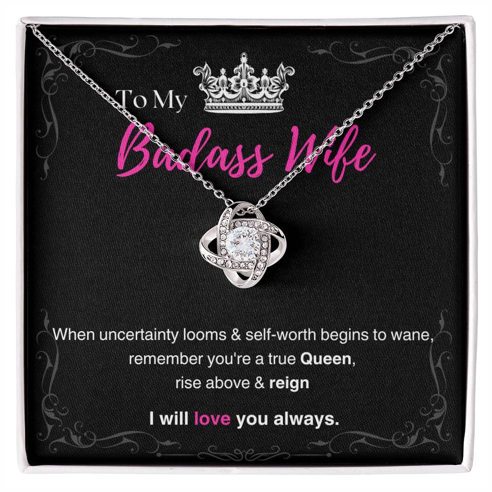 DesignTheShine Badass Wife Gift Ideas, Birthday Gifts for Women, Anniversary Gifts for Her, Soulmate Love Knot Necklace for Christmas, Bday, Birthdays USBW2