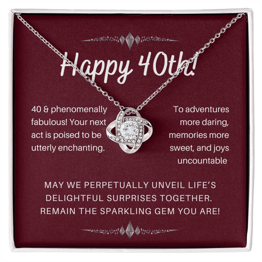 DesignTheShine 40th Birthday Gifts for Her, Necklace 40th Birthday Gift for Women, Love Knot Necklaces for Daughter, Girlfriend, Wife, Soulmate, Fiance - US402