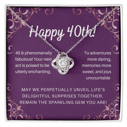 DesignTheShine 40th Birthday Gifts for Her, Necklace 40th Birthday Gift for Women, Love Knot Necklaces for Daughter, Girlfriend, Wife, Soumate, Finace with Thoughtful Message Card and Gift Box - 404