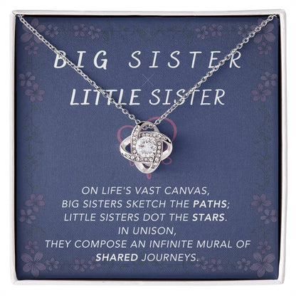 DesignTheShine Sisters Gift from Sister, Big Sister Gifts, To My Sister Necklace for Sister, Soul Sister, Sister In Law Gift, Love Knot Necklace with Thoughtful Message Card and Gift Box - BSL2