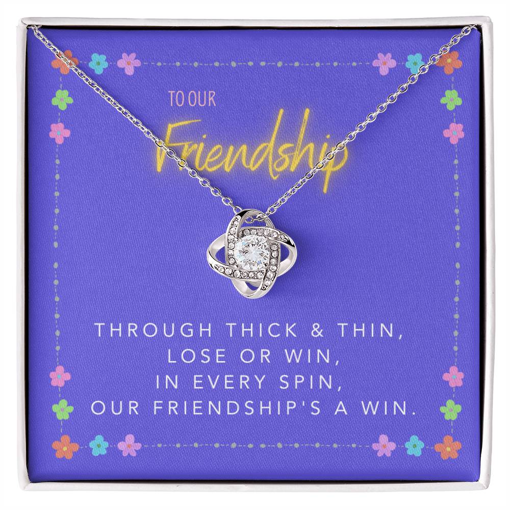 DesignTheShine Friendship Gifts for Women, Best Friend Birthday Gifts, Christmas Gift for Women, Appreciation Gifts for Women - BFF Gift Ideas, Love Knot Necklace with Message Thoughtful Card - FG3