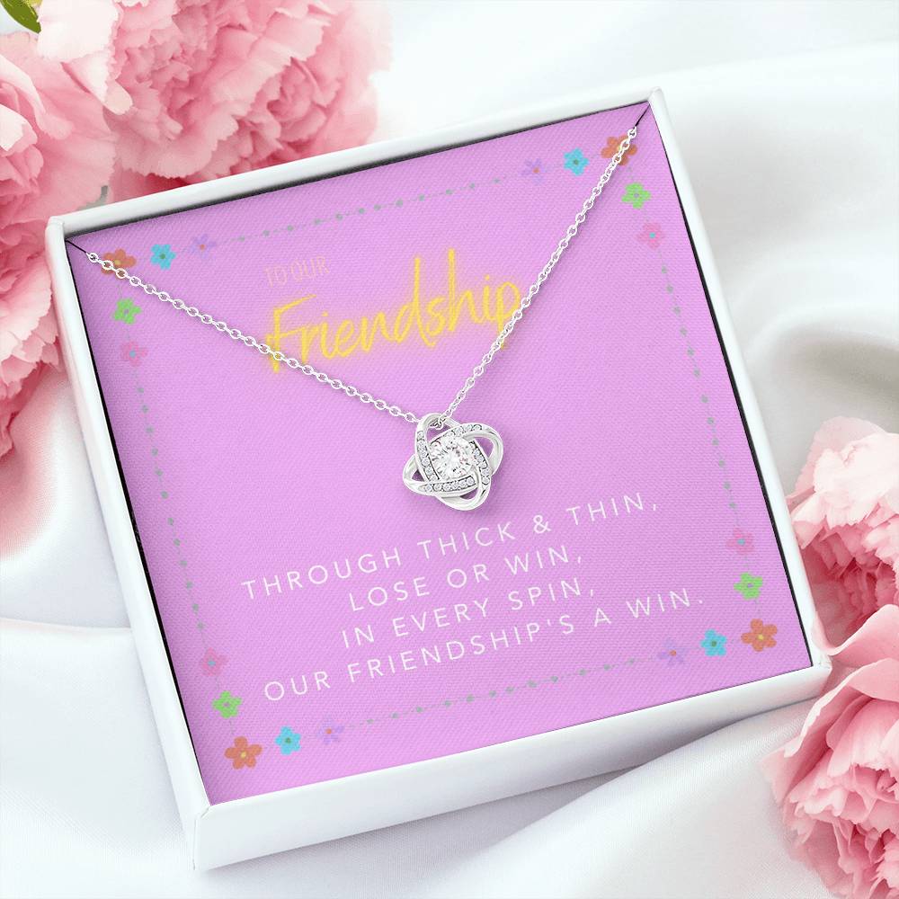 DesignTheShine Friendship Gifts for Women, Best Friend Birthday Gifts, Christmas Gift for Women, Appreciation Gifts for Women - BFF Gift Ideas, Love Knot Necklace with Message Thoughtful Card - FG1