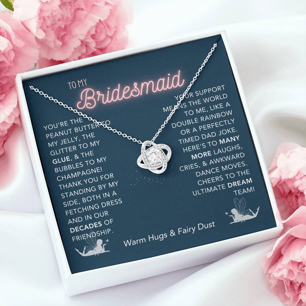 DesignTheShine Bridesmaid Necklace, Bridesmaid Gift, Thank You Gifts for Bridesmaids, Knot Necklace Bridesmaid Proposal Gift Bridesmaid Gift Box - USBM2