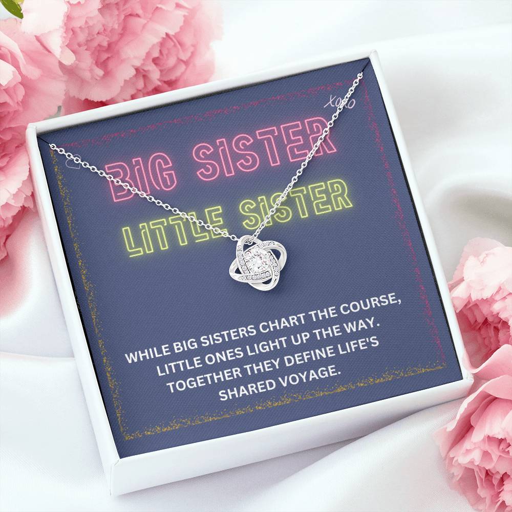 DesignTheShine Sisters Gift from Sister, Big Sister Gifts, To My Sister Necklace for Sister, Soul Sister, Sister In Law Gift, Love Knot Necklace with Thoughtful Message Card and Gift Box - BSL1