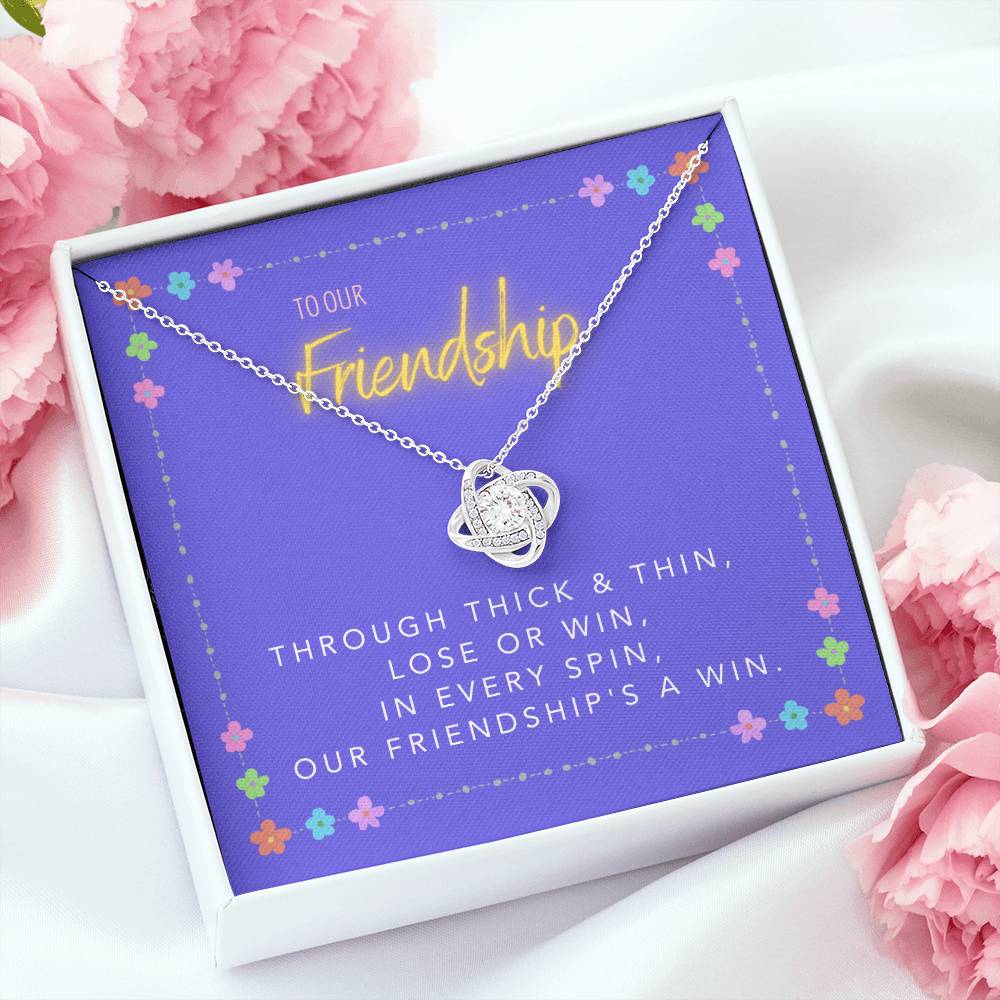 DesignTheShine Friendship Gifts for Women, Best Friend Birthday Gifts, Christmas Gift for Women, Appreciation Gifts for Women - BFF Gift Ideas, Love Knot Necklace with Message Thoughtful Card - FG3