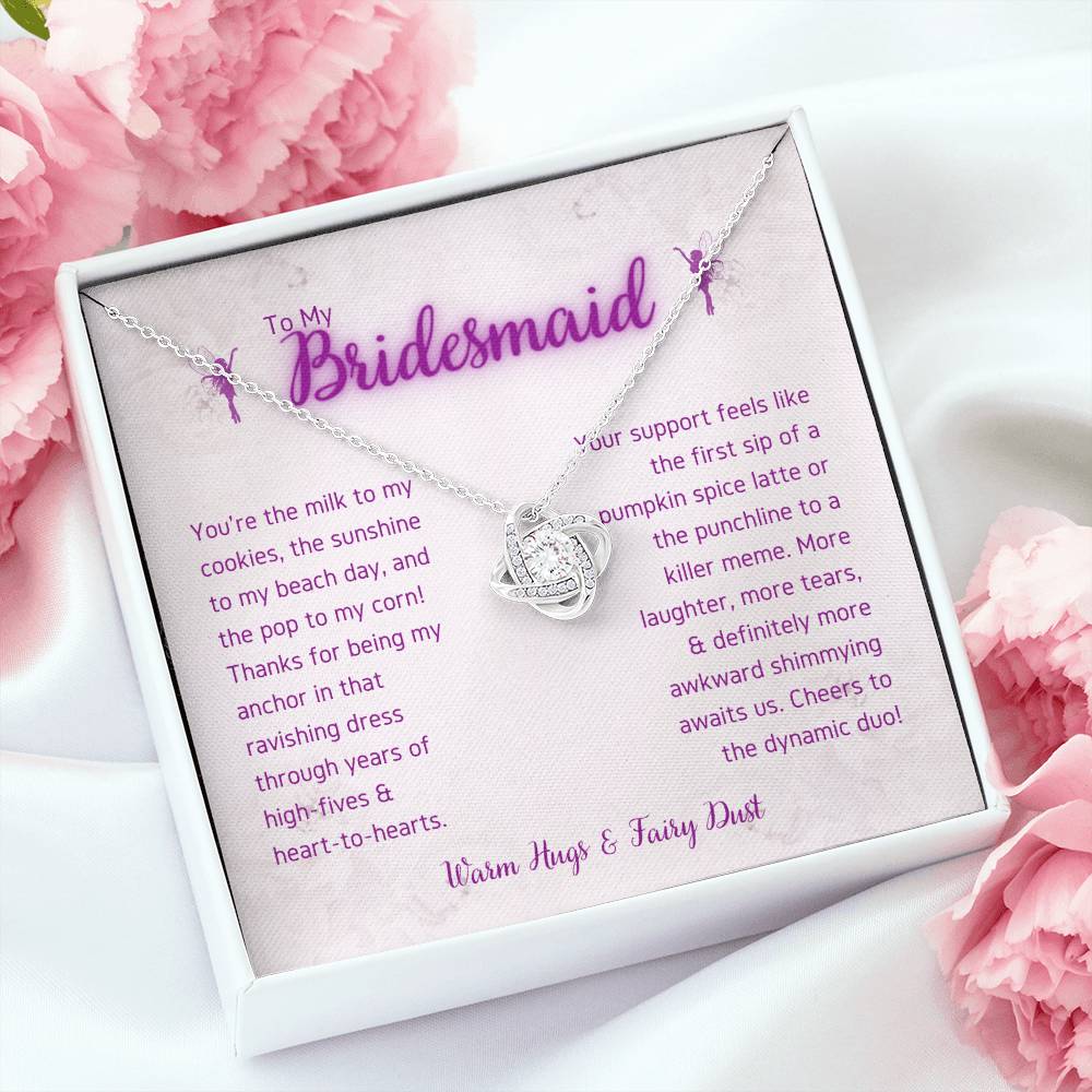 DesignTheShine Bridesmaid Necklace, Bridesmaid Gift, Thank You Gifts for Bridesmaids, Knot Necklace Bridesmaid Proposal Gift with Thoughtful Message Card and Gift Box, Bridesmaid Gift Box - BM4