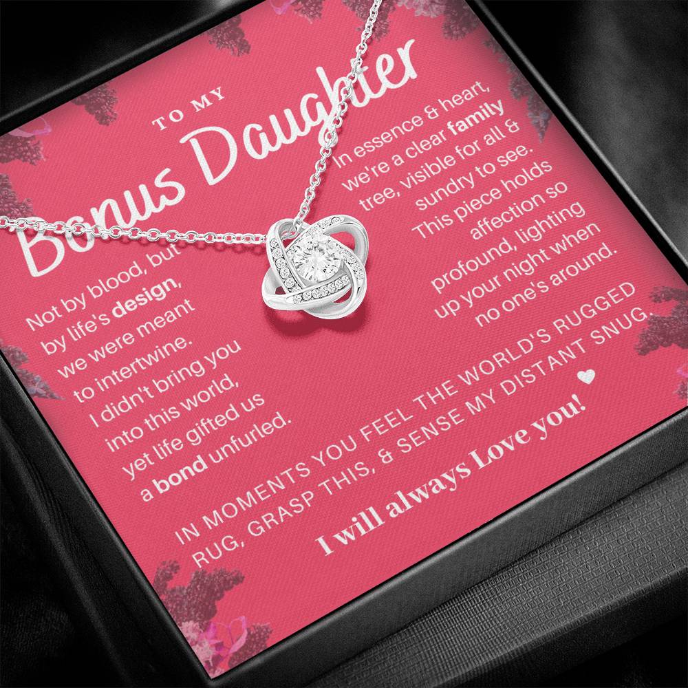 DesignTheShine Bonus Daughter Gifts Necklace for Stepdaughter Gift from Stepmom or Stepdad, Love Knot Necklaces for Christmas, Birthday, Graduation - USBD2