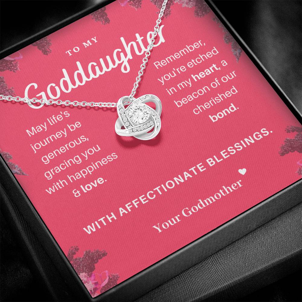 DesignTheShine Goddaughter Gifts from Godmother or Godfather, Necklace Goddaughter Gifts from Godmother, Godmother Gifts, Godparents Gifts, Love Knot Necklaces - DD2