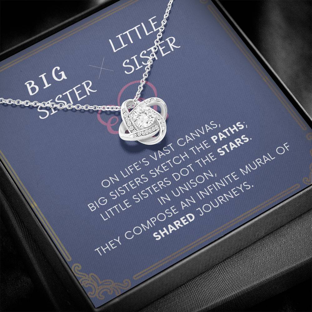 DesignTheShine Sisters Gift from Sister, Big Sister Gifts, To My Sister Necklace for Sister, Soul Sister, Sister In Law Gift, Love Knot Necklace Message USBSL3