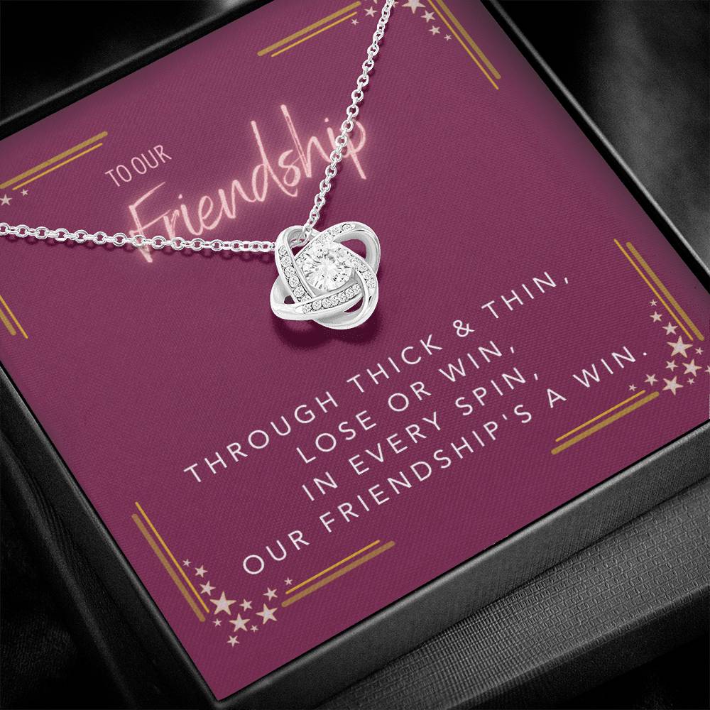 DesignTheShine Friendship Gifts for Women, Best Friend Birthday Gifts, Christmas Gift for Women, Appreciation Gifts for Women - BFF Gift Ideas, Love Knot Necklace with Message Thoughtful Card - FG2