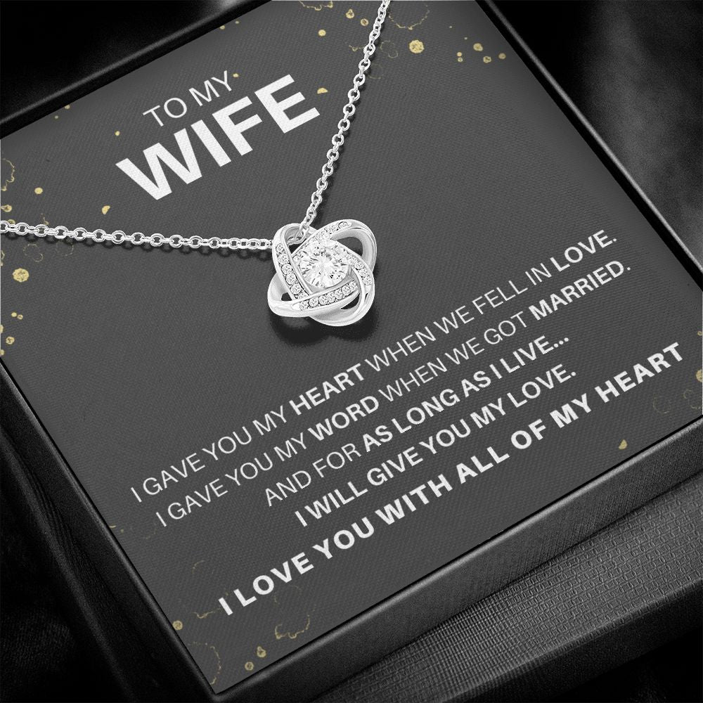 DesignTheShine Necklace for Soulmate - Love Knot Necklaces Gift with Thoughtful Message Card for Wife, Finance - Jewellery Gifts from Husband - Valentine's Day Birthday Valentines for Women - LK9