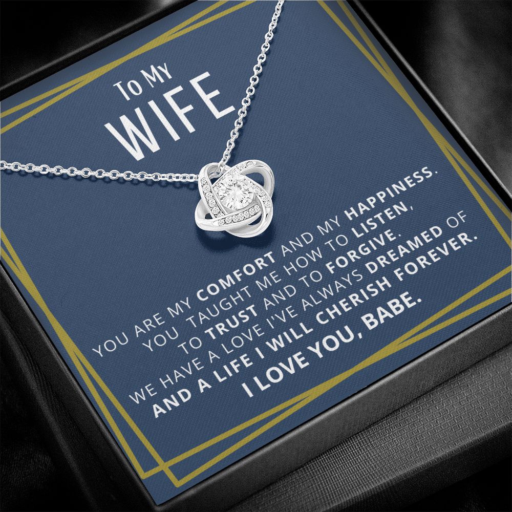 DesignTheShine Necklace for Soulmate - Love Knot Necklaces Gift with Thoughtful Message Card for Wife, Finance - Jewellery Gifts from Husband - Valentine's Day Birthday Valentines for Women - LK15