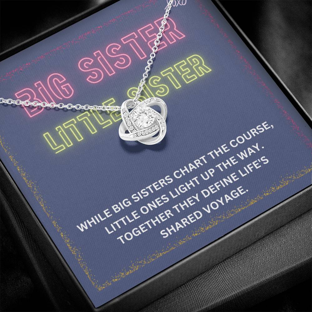 DesignTheShine Sisters Gift from Sister, Big Sister Gifts, To My Sister Necklace for Sister, Soul Sister, Sister In Law Gift, Love Knot Necklace with Thoughtful Message Card and Gift Box - BSL1