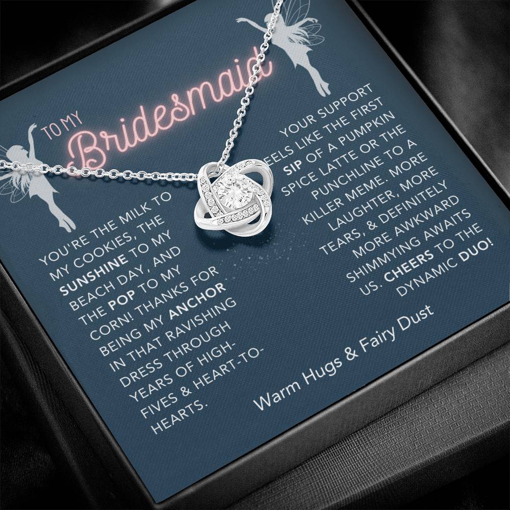 DesignTheShine Bridesmaid Necklace, Bridesmaid Gift, Thank You Gifts for Bridesmaids, Knot Necklace Bridesmaid Proposal Gift with Thoughtful Message Card and Gift Box, Bridesmaid Gift Box - BM1