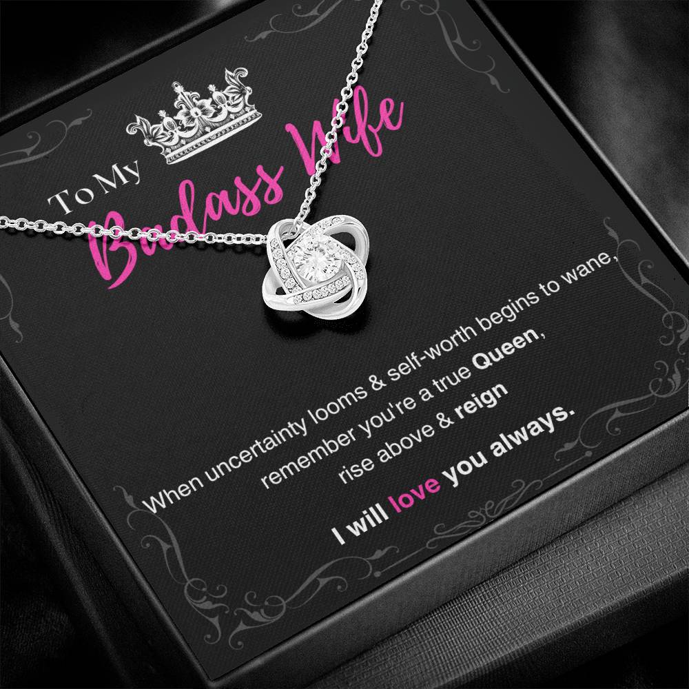 DesignTheShine Badass Wife Gift Ideas, Birthday Gifts for Women, Anniversary Gifts for Her, Soulmate Love Knot Necklace for Christmas, Bday, Birthdays USBW2