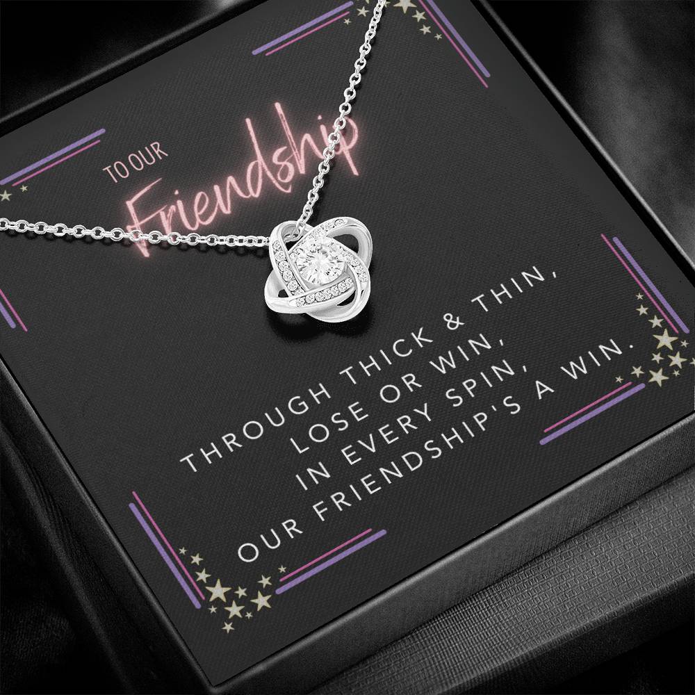 DesignTheShine Friendship Gifts for Women, Best Friend Birthday Gifts, Christmas Gift for Women, Appreciation Gifts for Women - BFF Gift Ideas, Love Knot Necklace with Message Thoughtful Card - FG5