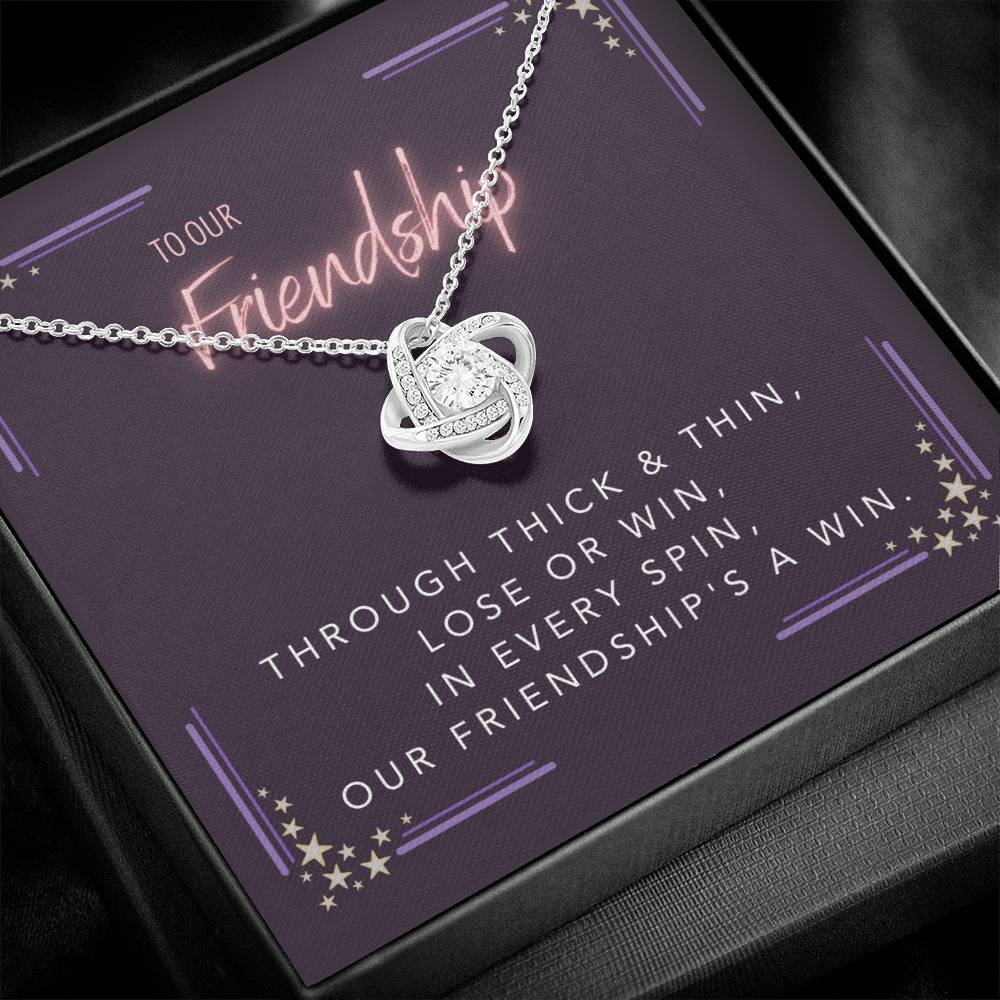 DesignTheShine Friendship Gifts for Women, Best Friend Birthday Gifts, Christmas Gift for Women, Appreciation Gifts for Women - BFF Gift Ideas, Love Knot Necklace with Message Thoughtful Card - FG4