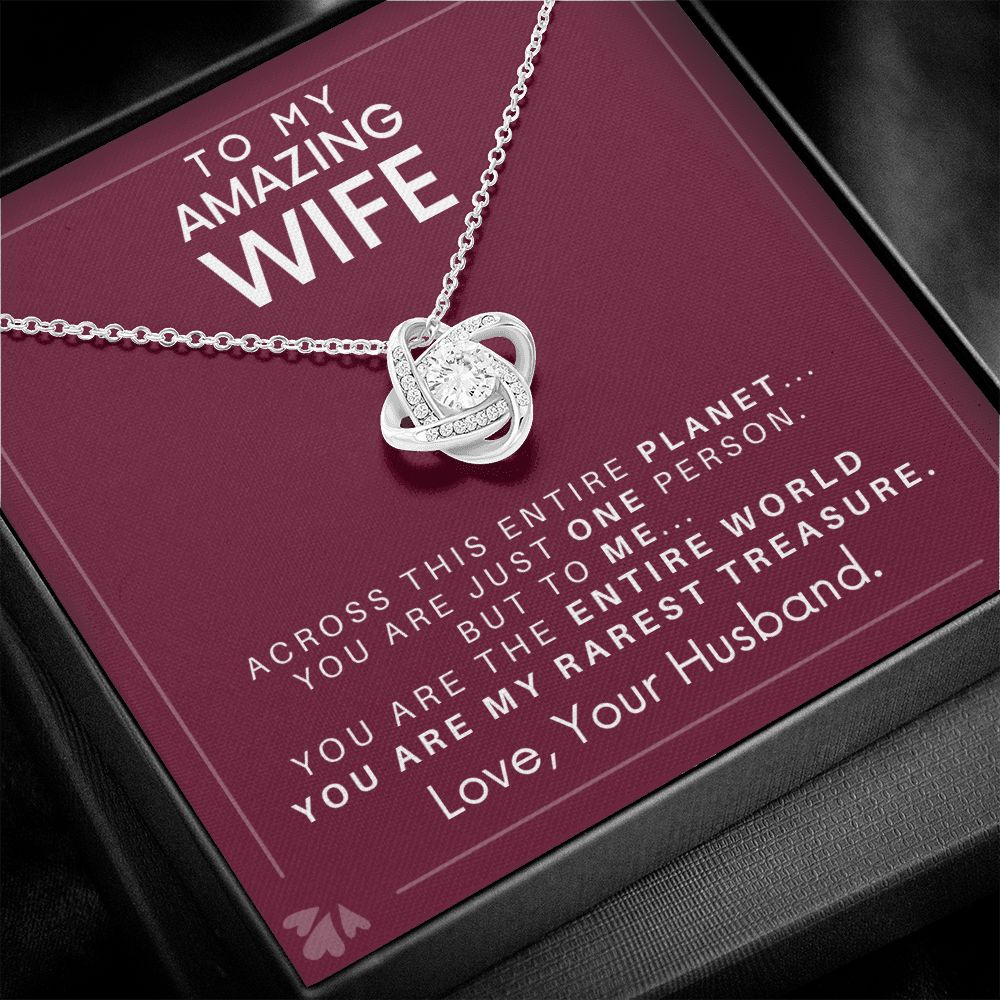 DesignTheShine Necklace for Soulmate - Love Knot Necklaces Gift with Thoughtful Message Card for Wife, Finance - Jewellery Gifts from Husband - Valentine's Day Birthday Valentines for Women - LK1