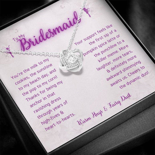 DesignTheShine Bridesmaid Necklace, Bridesmaid Gift, Thank You Gifts for Bridesmaids, Knot Necklace Bridesmaid Proposal Gift with Thoughtful Message Card and Gift Box, Bridesmaid Gift Box - BM4