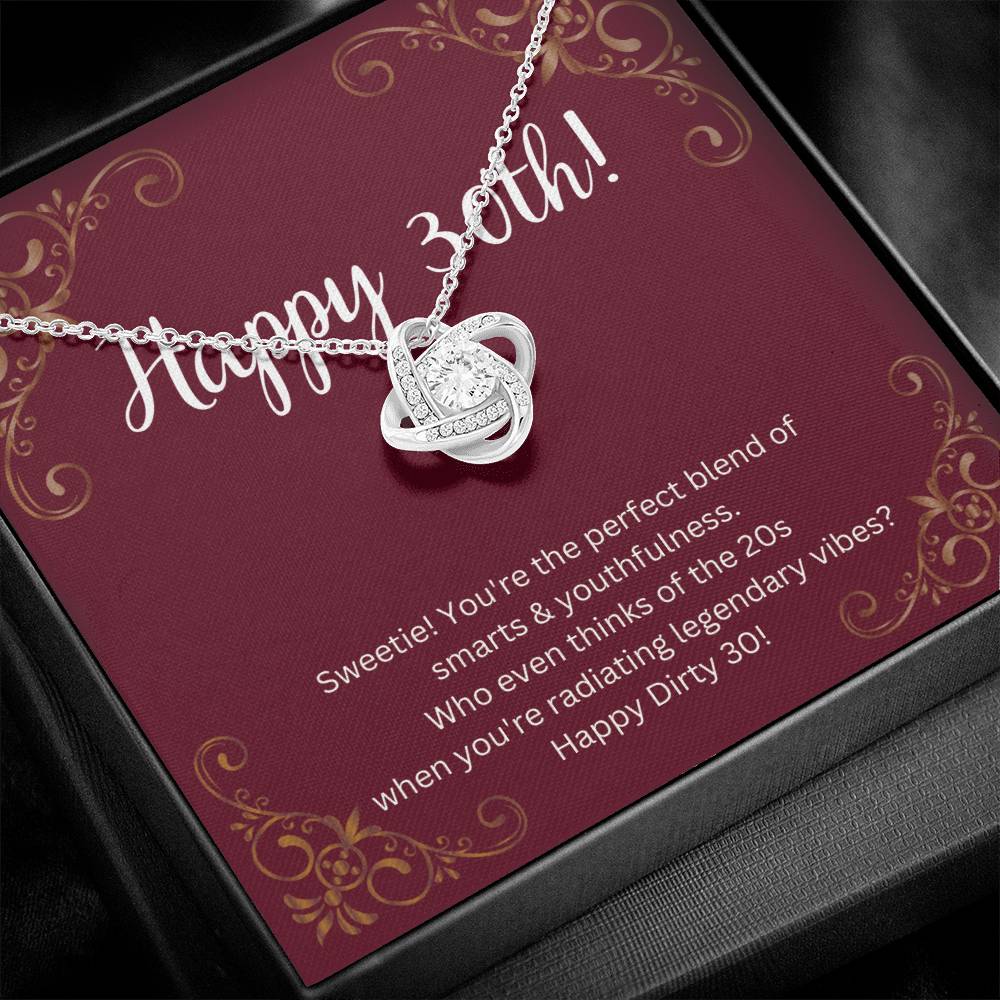 DesignTheShine 30th Birthday Gifts for Women, Necklace 30th Birthday Gift for Her, Love Knot Necklaces for Girlfriend, Wife, Soumate, Finace with Thoughtful Message Card and Gift Box - 30th5