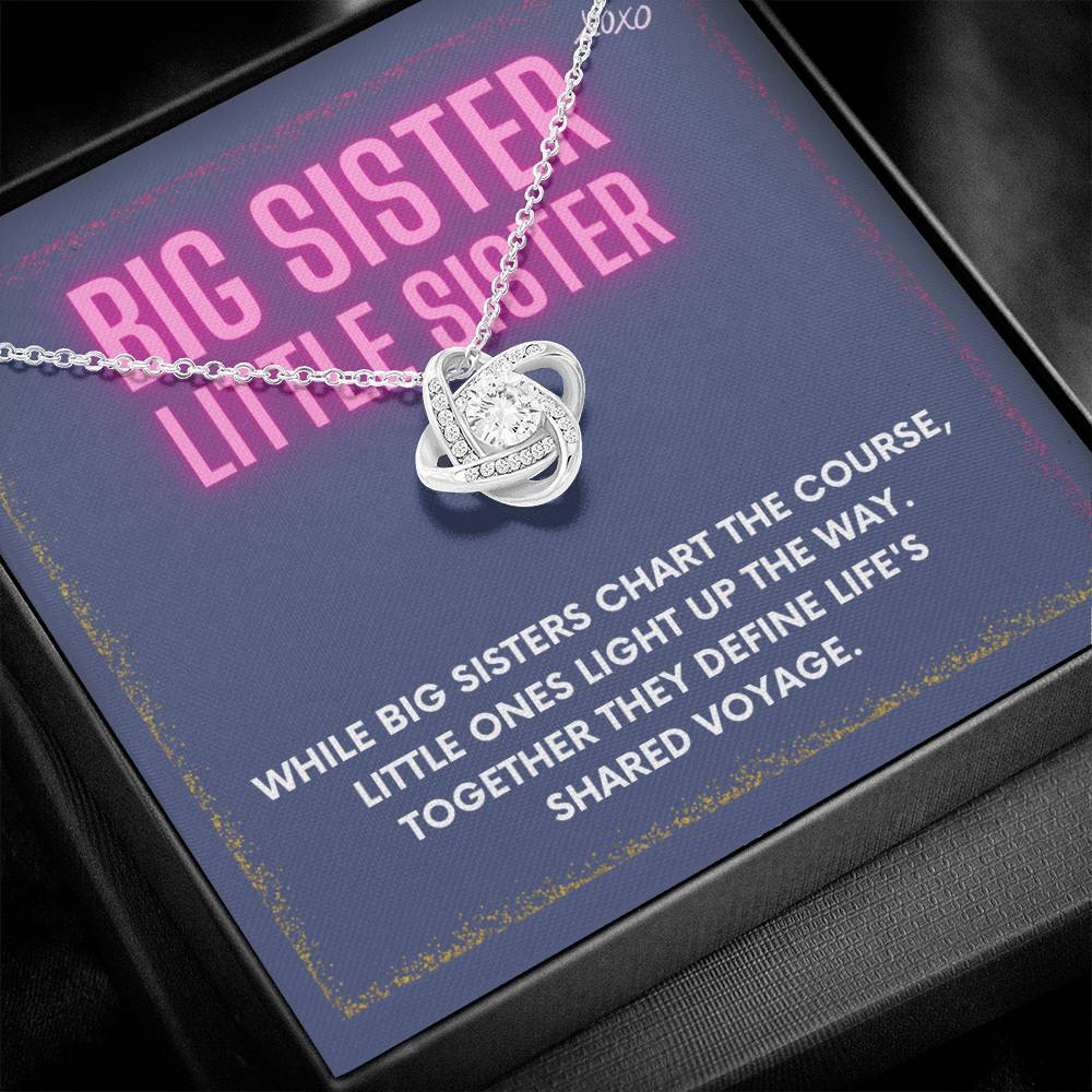 DesignTheShine Sisters Gift from Sister, Big Sister Gifts, To My Sister Necklace for Sister, Soul Sister, Sister In Law Gift, Love Knot Necklace Message USBSL5