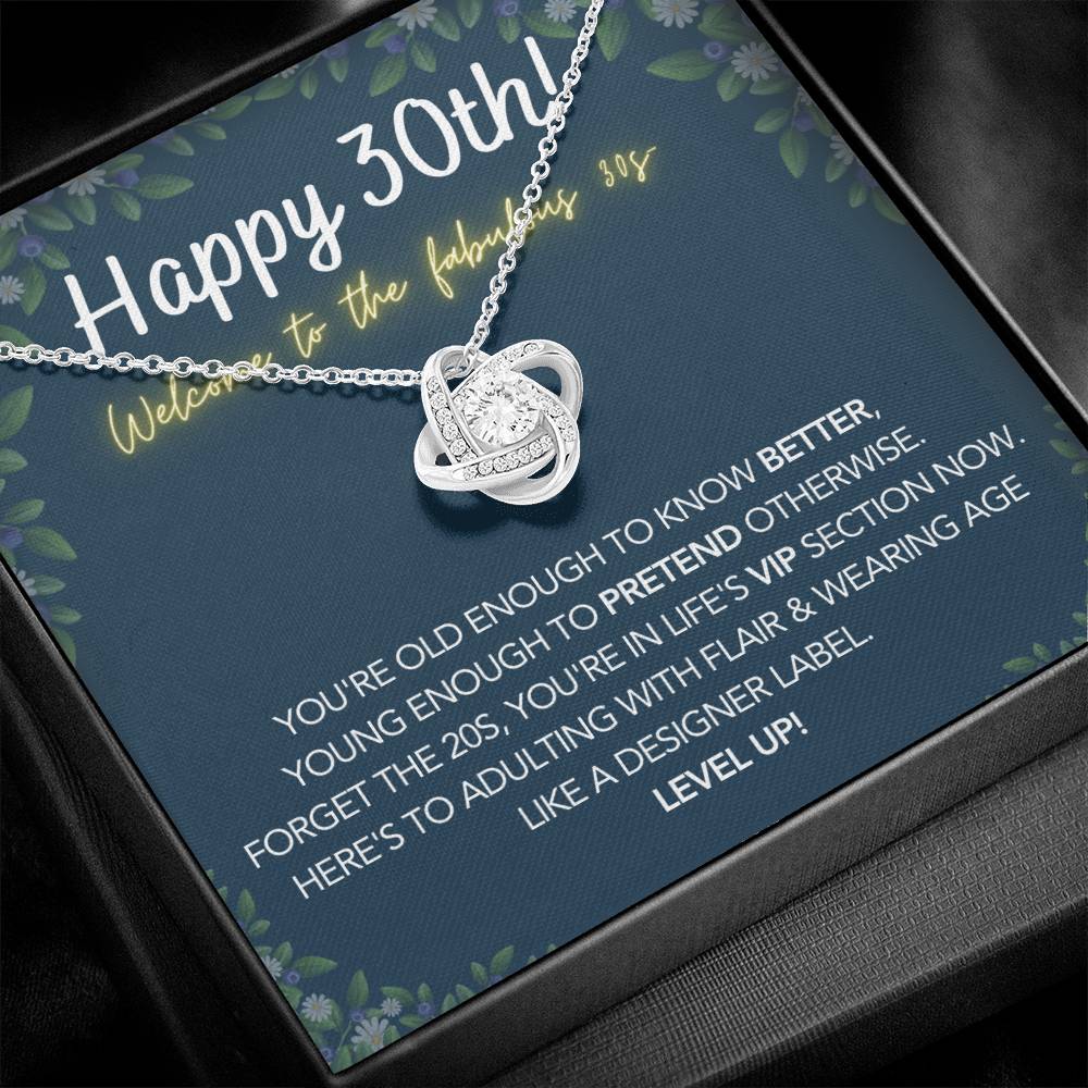 DesignTheShine 30th Birthday Gifts for Women, Necklace 30th Birthday Gift for Her, Love Knot Necklaces for Girlfriend, Wife, Soumate, Finace with Thoughtful Message Card and Gift Box - 30th2