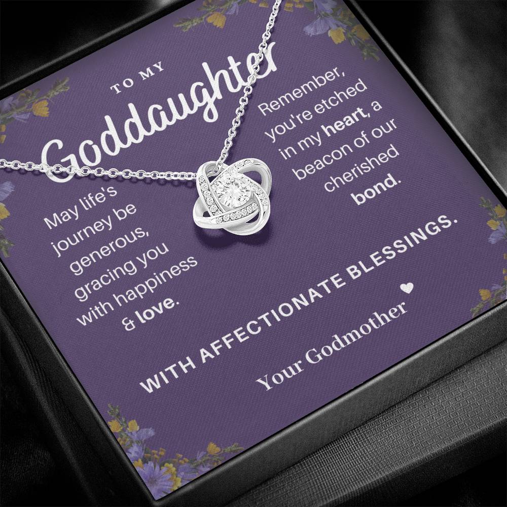 DesignTheShine Goddaughter Gifts from Godmother or Godfather, Necklace Goddaughter Gifts from Godmother, Godmother Gifts, Godparents Gifts, Love Knot Necklaces - DD4