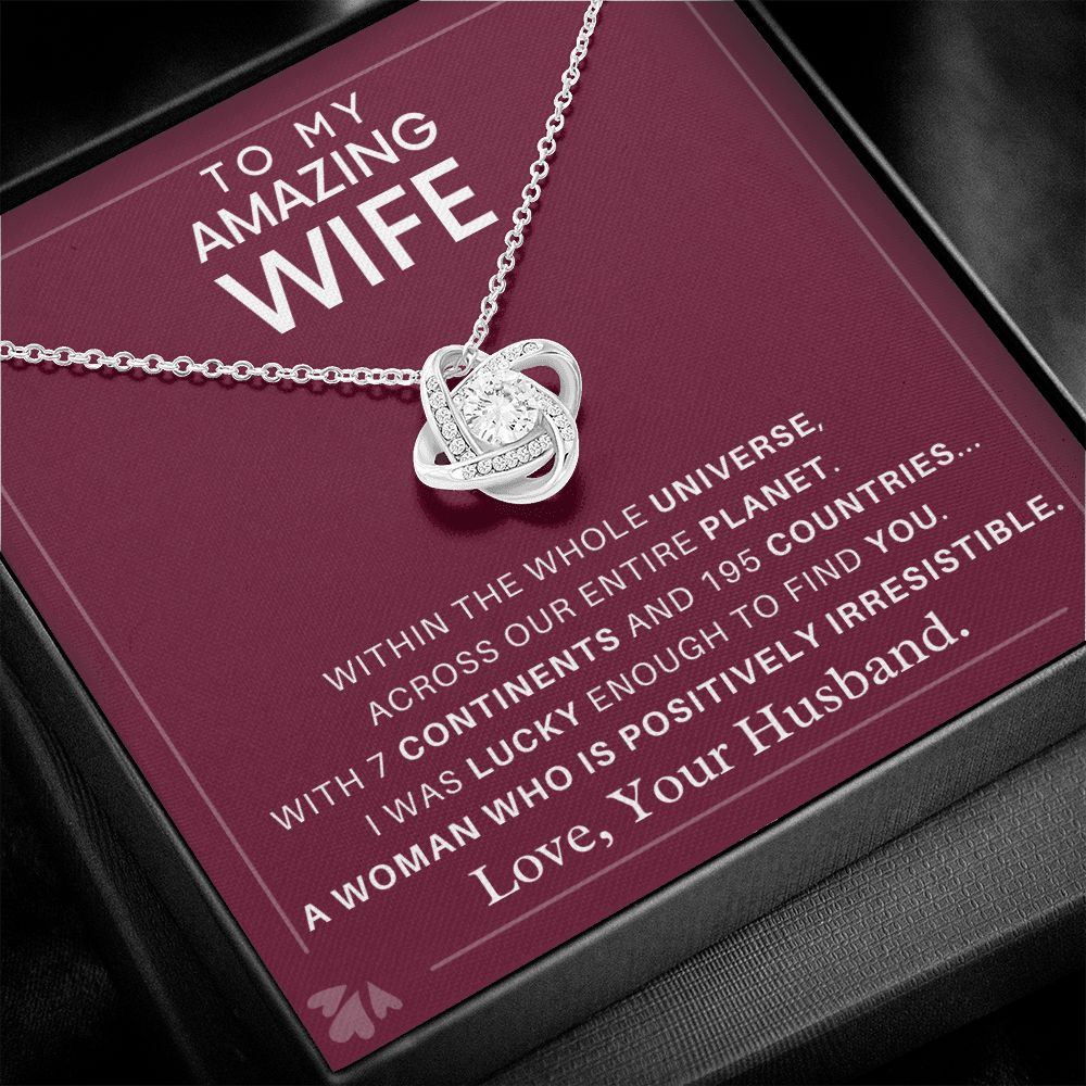 DesignTheShine Necklace for Soulmate - Love Knot Necklaces Gift with Thoughtful Message Card for Wife, Finance - Jewellery Gifts from Husband - Valentine's Day Birthday Valentines for Women - LK3