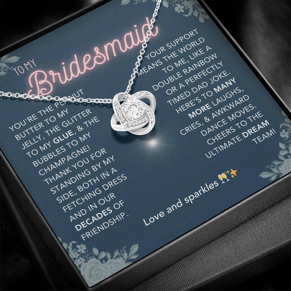 DesignTheShine Bridesmaid Necklace, Bridesmaid Gift, Thank You Gifts for Bridesmaids, Knot Necklace Bridesmaid Proposal Gift Bridesmaid Gift Box - USBM3